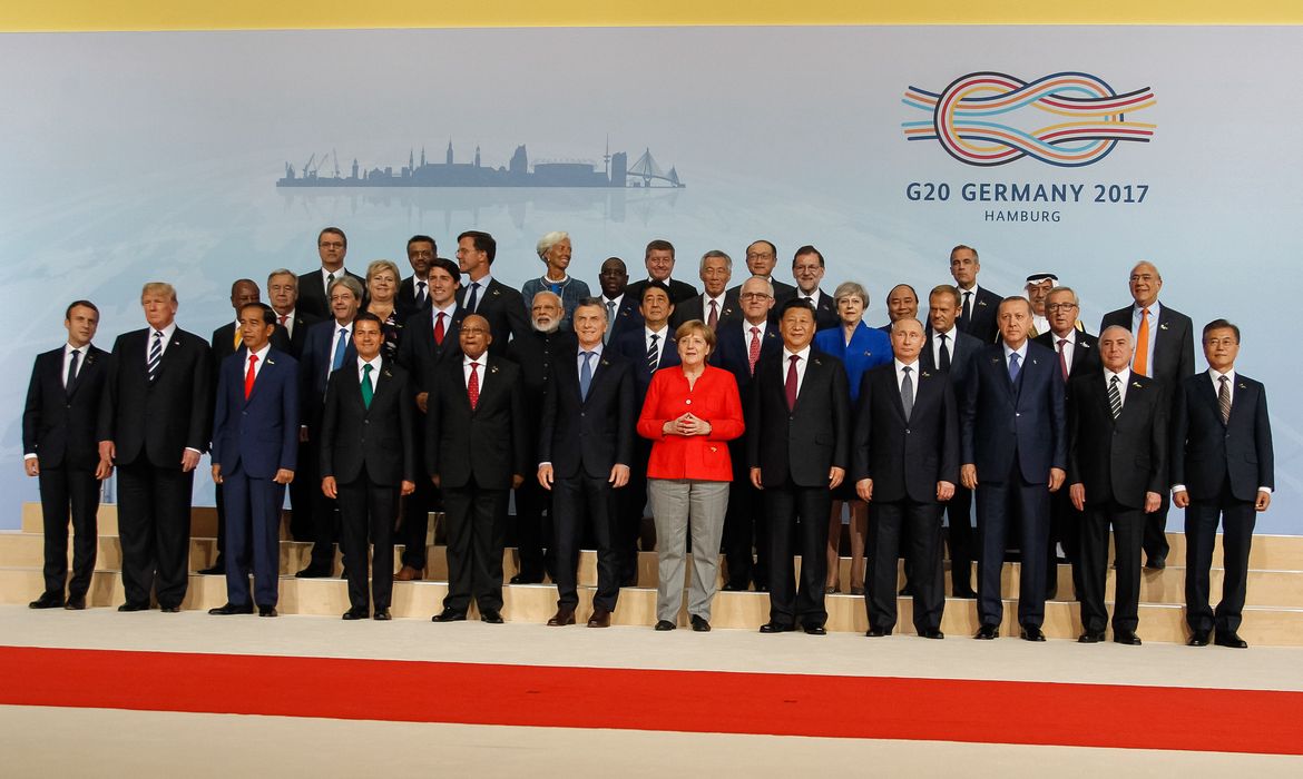 Hamburgo/Alemanha - Chefes de Estado e de governo que integram o G20 durante abertura da reunião (Beto Barata/PR)