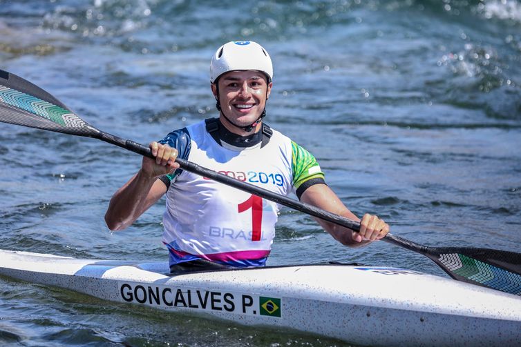 Pedro Gonçalves, durante Jogos Pan-Americanos de Lima, na canoagem slalom k1