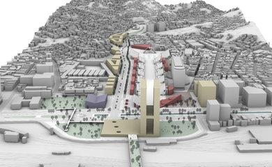 Rio de Janeiro 08/12/2024 Projeção de como ficará a região do Sambódromo após a demolição do Elevado 31 de Março e requalificação da área, com a construção de túnel sob a linha férrea, parques, prédios residenciais, sala de espetáculos e o museu do samba. Foto: Divulgação/ Prefeitura do Rio