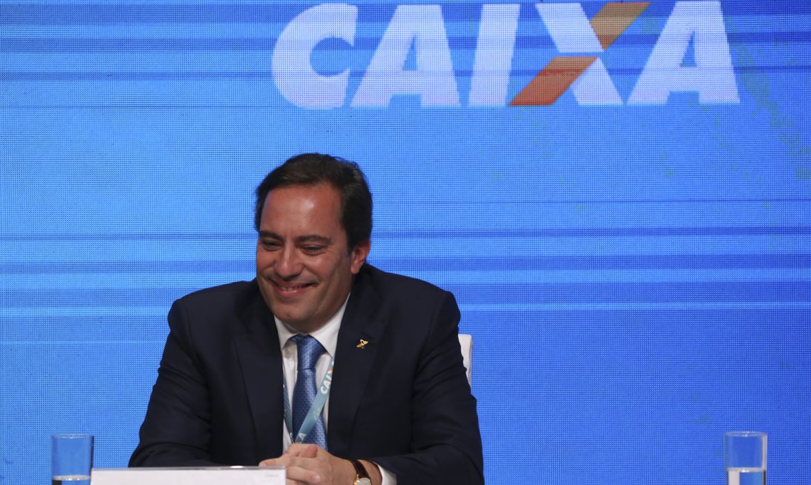 O novo presidente da Caixa Econômica Federal, Pedro Guimarães, durante a cerimônia de transmissão do cargo 