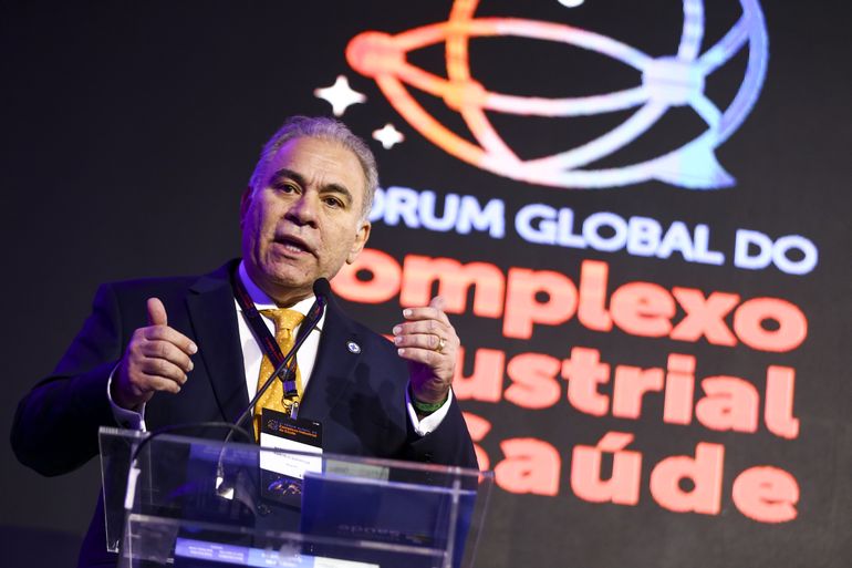 O ministro da Saúde, Marcelo Queiroga, durante abertura do 1º Fórum Global do Complexo Industrial da Saúde.