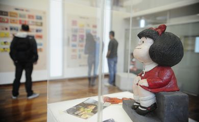 Uma das personagens mais queridas e famosas da América Latina, Mafalda comemora 51 anos com exposição inédita na Biblioteca Parque Estadual, no centro da cidade (Tânia Rêgo/Agência Brasil)