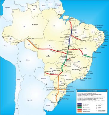 Mapa da Ferrovia Norte-Sul