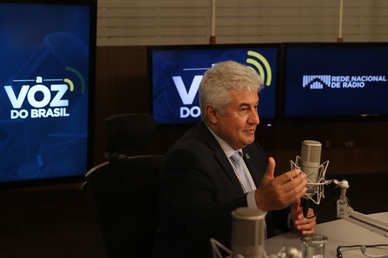 O ministro da Ciência e Tecnologia, Marcos Pontes, participa do programa A Voz do Brasil