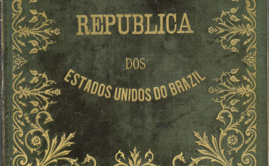 Reprodução da capa da Constituição da República dos Estados Unidos do Brasil de 1891, sob guarda do Arquivo Nacional