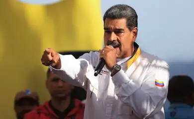 Venezuelan President Nicolas Maduro speaks during a march amid the disputed presidential election, in Caracas, Venezuela August 3, 2024. Reuters/Maxwell Briceno/Reprodução proibida