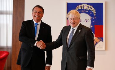 Presidente da República Jair Bolsonaro, durante encontro com o Primeiro Ministro do Reino Unido, Boris Johnson.