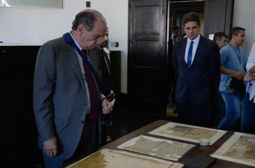 O ministro das Relações Exteriores, Aloysio Nunes, durante visita às dependências do Palácio do Itamaraty, após assinar acordo para recuperação do espaço e acervo da instituição. 