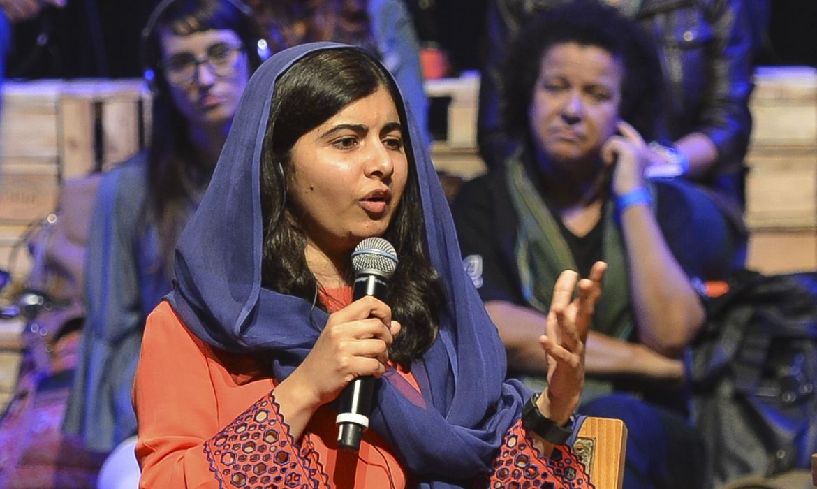A ativista paquistanesa Malala Yousafzai, em visita à capital paulista, participou de evento promovido pelo Itaú Unibanco, no Auditório Ibirapuera.