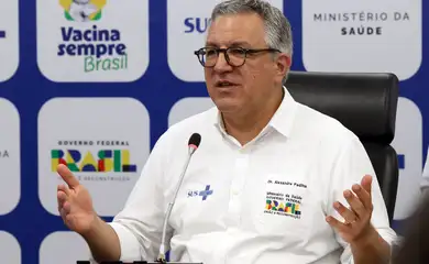 Brasília (DF), 10/04/2025 - Ministro da Saúde Alexandre Padilha durante apresentação de ação de vacinação nas escolas, por meio do Programa Saúde na Escola. Foto: Antonio Cruz/Agência Brasil