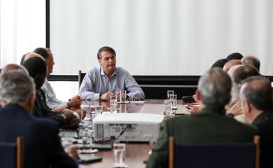 Presidente da República, Jair Bolsonaro, durante reunião sobre o Sistema de Proteção Social dos Militares