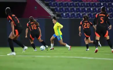 Equador, 25/07/2025 - Lance de jogo entre Brasil e Colômbia válido pela Copa América de futebol feminino. Foto: Lívia Villas Boas/CBF