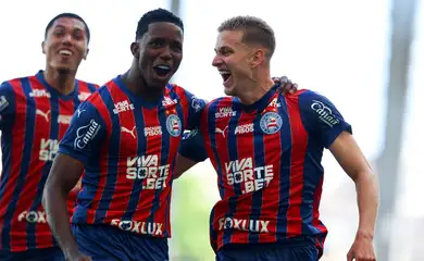 Jogadores do Bahia comemoram gol - Foto: Letícia Martins/EC Bahia
