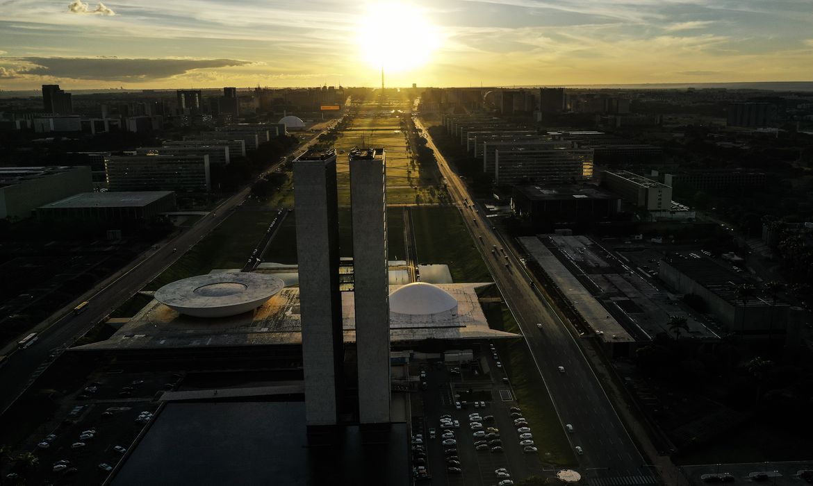 Vista aérea da Esplanada dos Ministérios em Brasília-DF