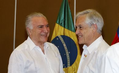 Presidente da República, Michel Temer, durante reunião bilateral com o presidente do Chile, Sebastián Piñera.