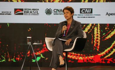 A ministra da Agricultura, Tereza Cristina, durante a cerimônia de abertura da participação do Brasil na, 26ª Conferência das Nações Unidas sobre Mudanças Climáticas (COP26),na sede da Confederação Nacional da Indústria (CNI), em Brasília