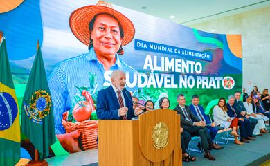 Brasília (DF), 16/10/2024 - Presidente da República, Luiz Inácio Lula da Silva, durante cerimônia em comemoração ao Dia Mundial da Alimentação, no Palácio do Planalto. Foto: Ricardo Stuckert/PR