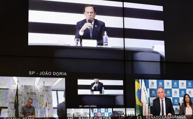 Presidente da República Jair Bolsonaro, durante videoconferência com Governadores do Sudeste.