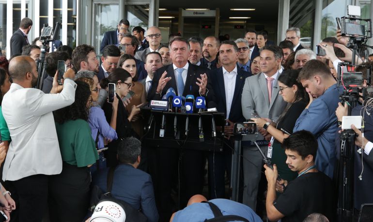 Brasília (DF), 26/03/2025  - Ex-presidente Jair Bolsonaro durante declaração a imprensa após virar Réu no STF. Foto: Lula Marques/Agência Brasil