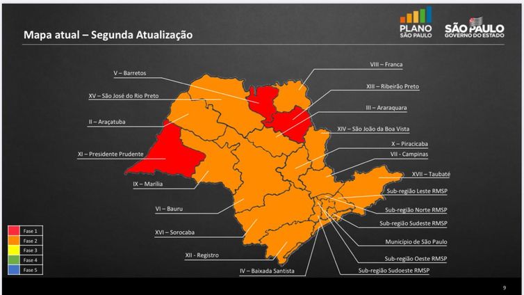 Níveis de restrições de atividades por região a partir de 15 de junho.