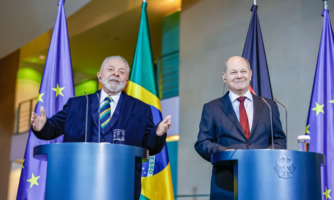 Berlim 04/12/2023, O presidente Lula e o chanceler Olaf Scholz, durante assinatura de atos, declaração conjunta e coletiva de imprensa em Berlim. Foto: Ricardo Stuckert/PR