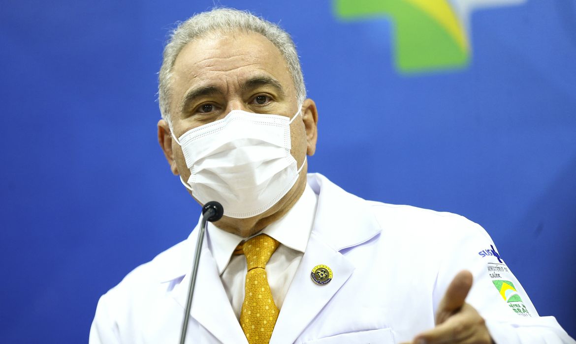 O ministro da Saúde, Marcelo Queiroga, durante anúncio de ações para o cuidado às pessoas com condições pós-covid-19.