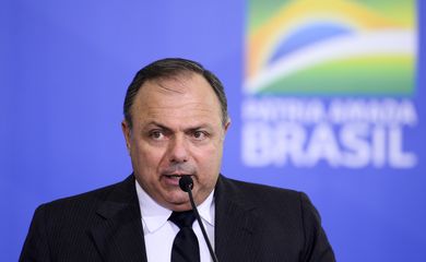 O ministro da Saúde, Eduardo Pazuello, durante sua cerimônia de posse no Palácio do Planalto.
