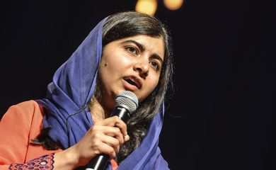 A ativista paquistanesa Malala Yousafzai, em visita  à capital paulista, participou de evento promovido pelo Itaú Unibanco, no Auditório Ibirapuera.