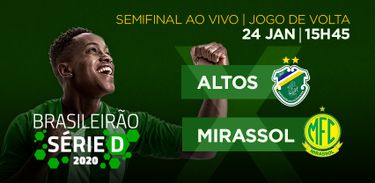 TV Brasil exibe o jogo de volta da semifinal Altos X Mirassol pela Série D