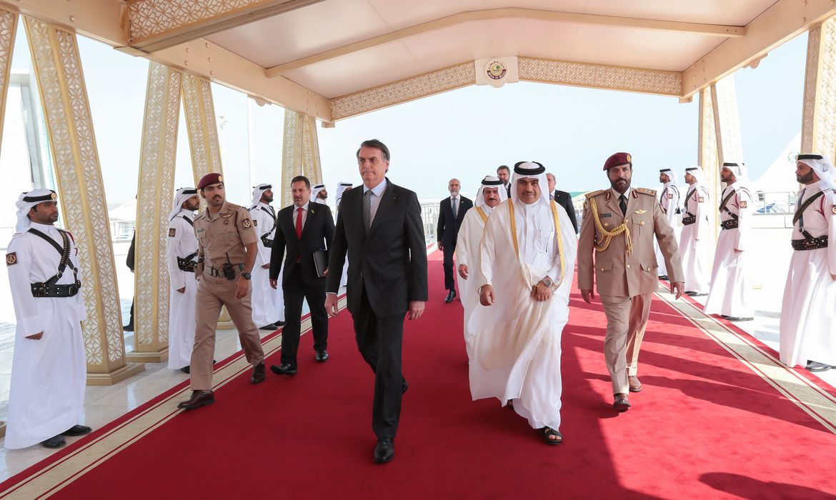 Presidente da República, Jair Bolsonaro chega a Doha.