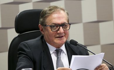 O ministro da Educação, Ricardo Vélez Rodríguez, durante audiência pública da Comissão de Educação, Cultura e Esporte (CE) do Senado