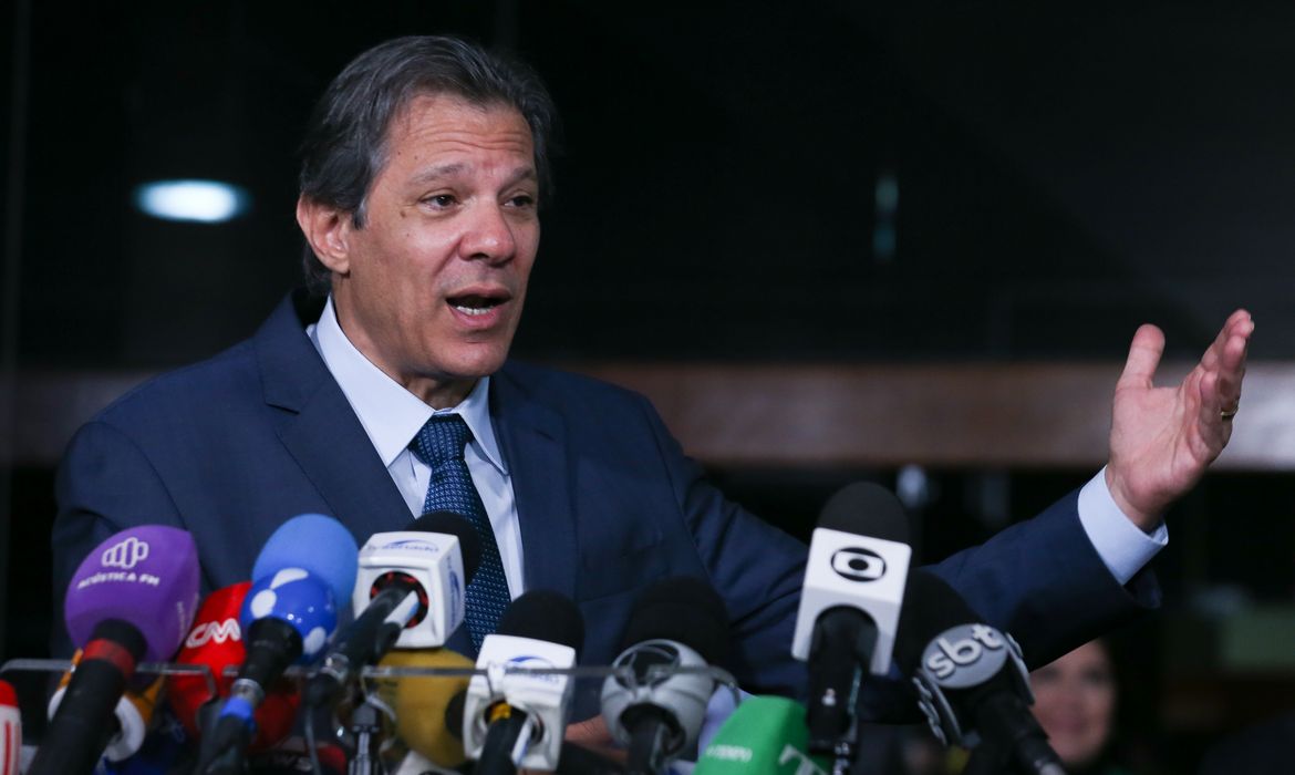 Brasília (DF) 15/06/2023   Ministros  Fernando Haddad e Simone Tebet, após reunião com o  presidente do Senado, Rodrigo Pacheco e o relator do arcabouço fiscal, Omar Aziz (PSD-AM).  Foto Lula Marques/ Agência Brasil.