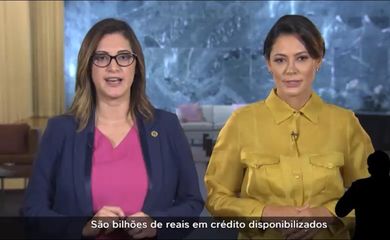 Pronunciamento do Dia das Mães com a Dia das Mães, ministra da Mulher, da Família e dos Direitos Humanos, Cristiane Rodrigues Brito e a primeira-dama Michelle Bolsonaro