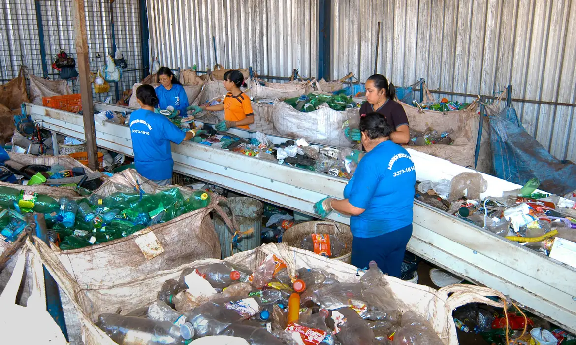 Brasília (DF), 24/03/2025 - Centro de reciclagem de garrafa pet. Foto: Edmar Chaperman/Funasa