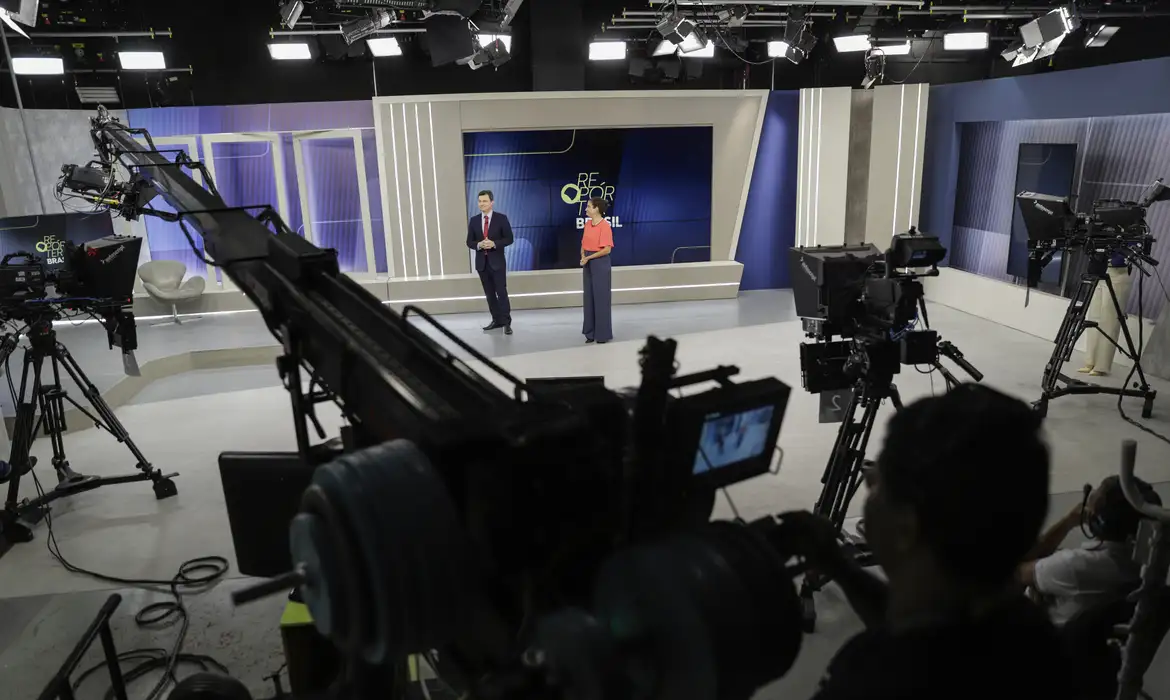 Brasília (DF) 30/01/2025 - Bastidores da TV Brasil durante gravação do programa, Repórter Brasil.
TV Brasil é uma das 5 maiores audiências pelo segundo ano consecutivo
Emissora chega a mais de 40 milhões de pessoas ao longo do ano
Foto: Joédson Alves/Agência Brasil