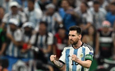 Lionel Messi durante partida entre Argentina e México pela Copa do Mund do Catar
