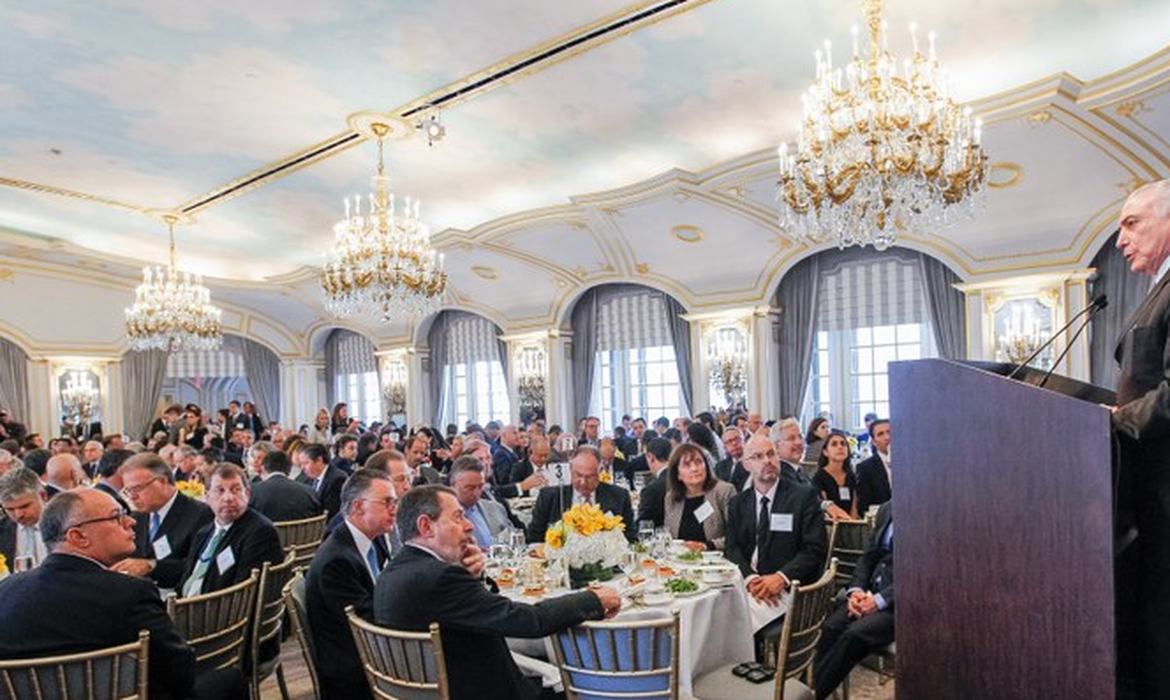 Presidente Michel Temer durante almoço ampliado com empresários e investidores, promovido pelo Conselho das Américas (Beto Barata/PR)