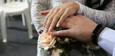 Cerimônia do casamento comunitário organizado pela Secretaria da Justiça e Cidadania no Ginásio Ibirapuera.