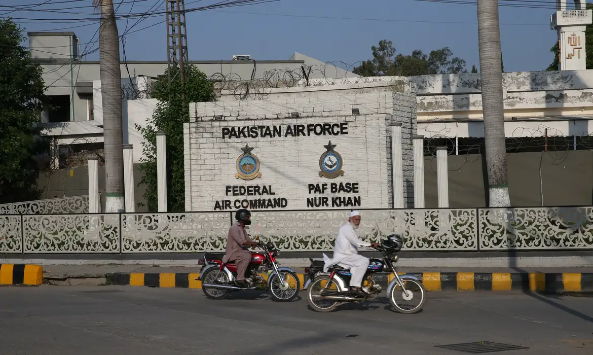 RAWALPINDI, PAKISTAN - MAY 10: Pakistani security forces are seen outside Nur Khan Air Base, where an Indian missiles struck in Rawalpindi, Pakistan, on May 10, 2025. India launched surface to air missiles on three air bases in Pakistan. The army confirmed saying that all Pakistan Air Force assets are safe. Muhammed Semih Ugurlu / AnadoluNo Use USA No use UK No use Canada No use France No use Japan No use Italy No use Australia No use Spain No use Belgium No use Korea No use South Africa No use Hong Kong No use New Zealand No use Turkey