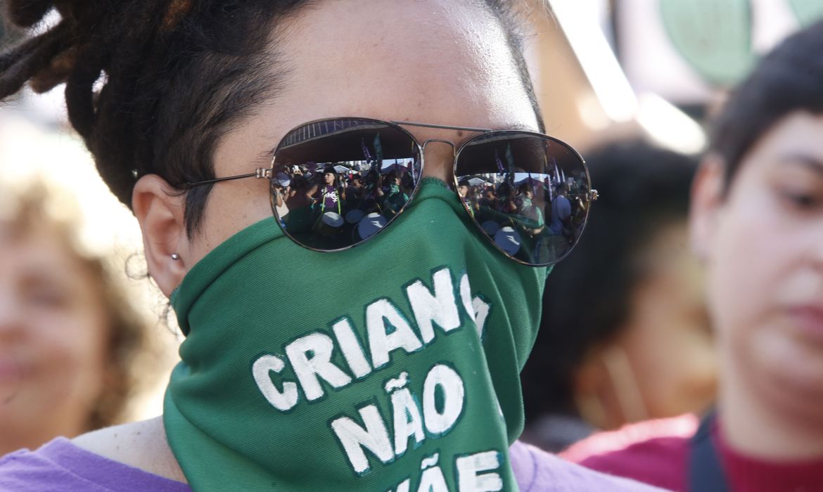 São Paulo  SP 23/06/202 Ato no MASP contra o Projeto de Lei (PL) 1.904/24, que equipara o aborto de gestação acima de 22 semanas ao homicídio. Foto Paulo Pinto/Agencia Brasil