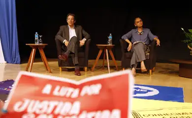 São Paulo (SP), 17.11.2023 - O ministro da Fazenda, Fernando Haddad, e a ministra do Meio Ambiente e Mudanças Climáticas, Marina Silva, debatem o Plano de Transição Ecológica do governo com a sociedade civil. Foto: Paulo Pinto/Agência Brasil