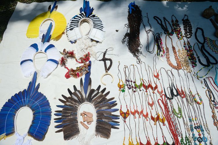 Tomaz Silva/Agência Brasil Rio de Janeiro (RJ), 21/11/2023 – Peças produzidas por indígenas à venda no Festival de Arte e Cultura da Agroecologia, no Passeio Público, no centro do Rio de Janeiro. Foto: Tomaz Silva/Agência Brasil