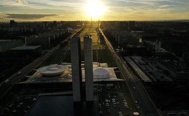Vista aérea da Esplanada dos Ministérios em Brasília-DF