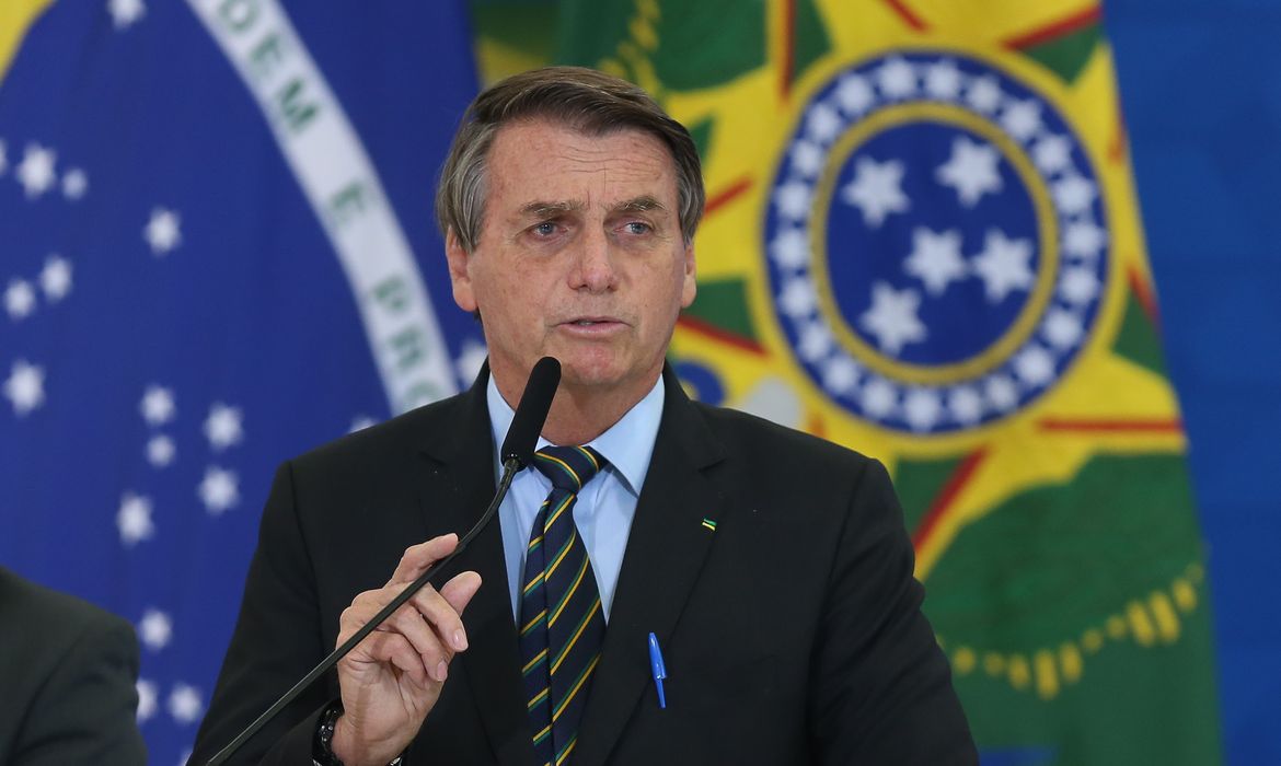 O presidente Jair Bolsonaro, durante o anúncio das Novas Medidas da CAIXA de Apoio às Santas Casas e aos Hospitais Filantrópicos