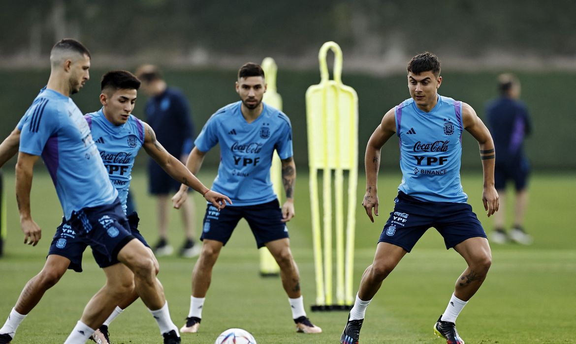 Treino da seleção argentina no Catar