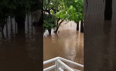 Moradora mostra situação de São Paulo durante as enchentes