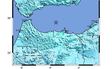 Comunicado divulgado pelo US Geological Survey mostra a localização do terremoto de magnitude 6,1 no Mar Mediterrâneo, entre a Espanha e o Marrocos