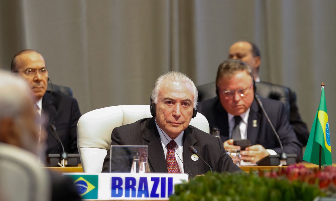 Presidente da República, Michel Temer participa da reunião plenária fechada dos Chefes de Estado e de Governo do BRICS. 
