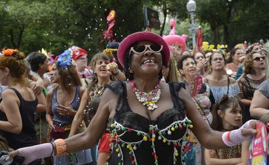 Foliões curtem o Baile Multicultural do Cordão do Boitatá, na Praça XV