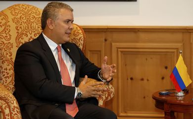 Presidente da República, Jair Bolsonaro, durante reunião Bilateral com o Presidente da Colômbia, Iván Duque.